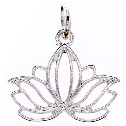 Silver lotus flower pendant on a white background